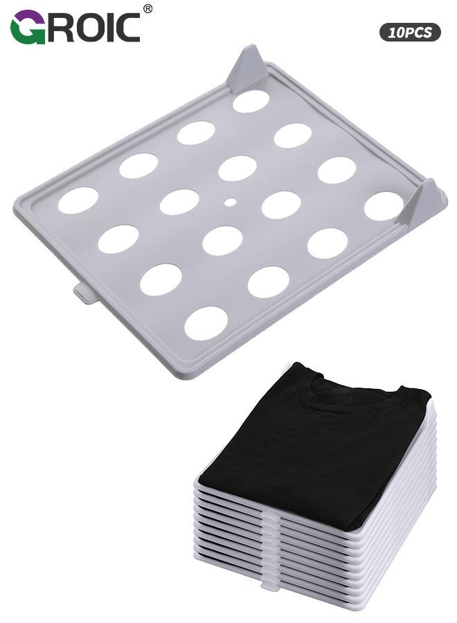 GROIC Shirt Folder Board, 10 PCS Stackable Clothes Folding Board for Closet Organize Pants Shorts Sweater, Neat Storage, Sturdy and Durable, Detachable Stackable Clothing Trays, Clothes Organizer, Grey - Image 2