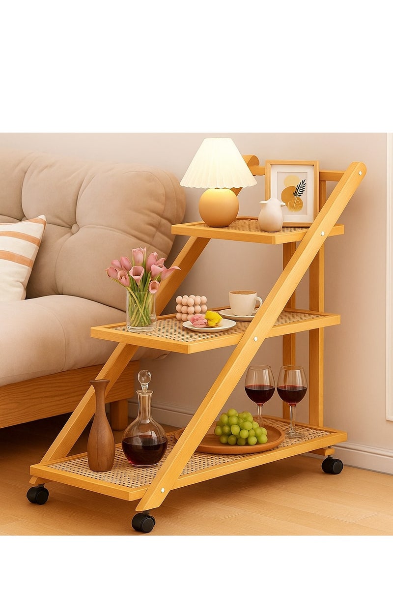 Generic 𝐅𝐅𝐃 3 Tier End Table with Rolling Casters, Multi-Functional Storage & 360° Rotating Wheels – Bamboo Side Table for Small Spaces, Living Room, Bedroom, Home Office  - Image 1