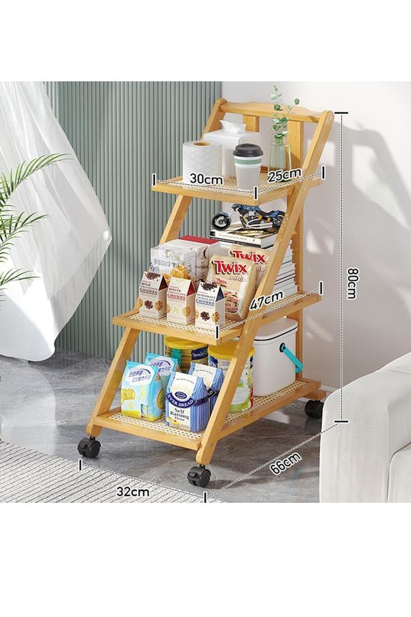 Generic 𝐅𝐅𝐃 3 Tier End Table with Rolling Casters, Multi-Functional Storage & 360° Rotating Wheels – Bamboo Side Table for Small Spaces, Living Room, Bedroom, Home Office  - Image 5