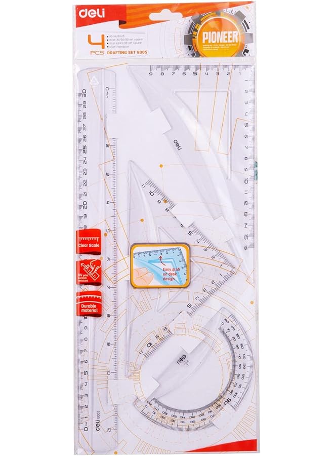 ديلي طقم مسطرة شفاف مكون من 4 قطع - Image 5