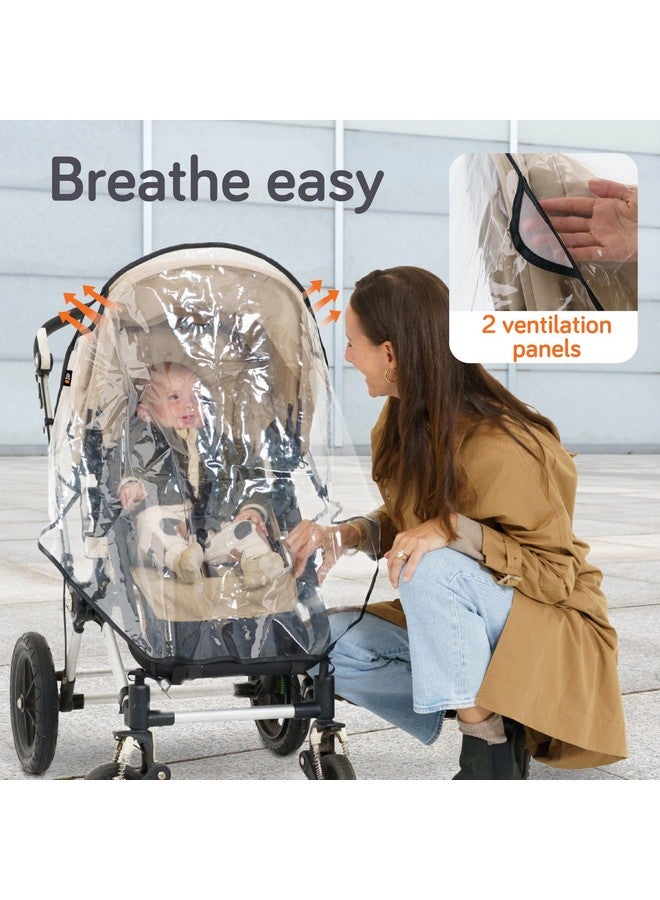 Baby Uma غطاء مطري عالمي لعربة الأطفال بيبي أومّا - غطاء عربة أطفال مقاوم للماء 100% من PEVA لحماية من المطر والثلج والرياح، ملحقات العربة (+ حقيبة سفر) - Image 5
