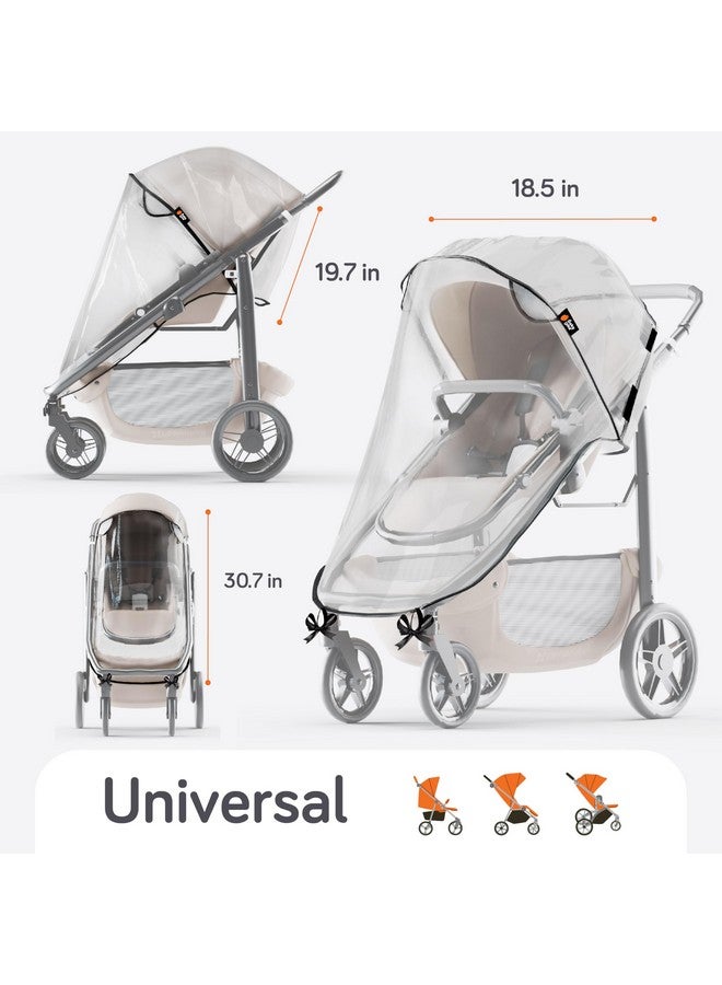 Baby Uma غطاء مطري عالمي لعربة الأطفال بيبي أومّا - غطاء عربة أطفال مقاوم للماء 100% من PEVA لحماية من المطر والثلج والرياح، ملحقات العربة (+ حقيبة سفر) - Image 4