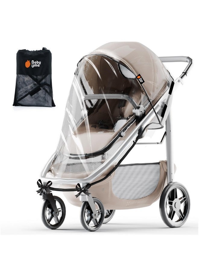 Baby Uma غطاء مطري عالمي لعربة الأطفال بيبي أومّا - غطاء عربة أطفال مقاوم للماء 100% من PEVA لحماية من المطر والثلج والرياح، ملحقات العربة (+ حقيبة سفر) - Image 1