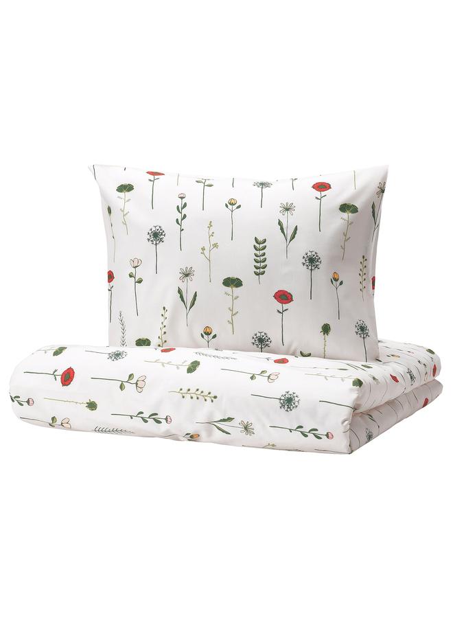 Zaboon Duvet Cover And Pillowcase, Floral Pattern Multicolour, 150X200/50X80 Cm - Image 1