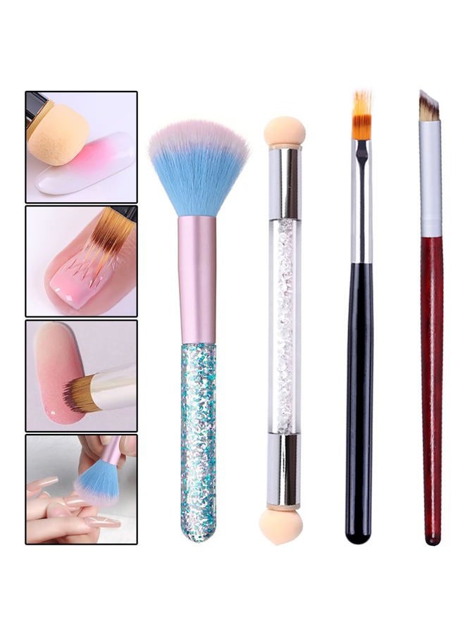 WOKOTO 4Pcs Ombre Nail Art Brush Set Double Head Nail Gradient Sponge Brushes For Nails Shading Pen Nail Brushes For Cleaning UV Gel Builder Kit Manicure Tools - Image 2
