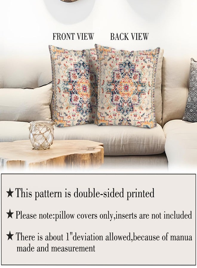 BUAEL Boho Throw Pillow Covers 18x18 inch Set of 2,Bohemian Vintage Carpet Pattern Antique Ethnic Decor Double Sided Pattern Cushion Cover Soft Pillow Case Living Sofa Room Bed Square Pillow Cover - Image 3