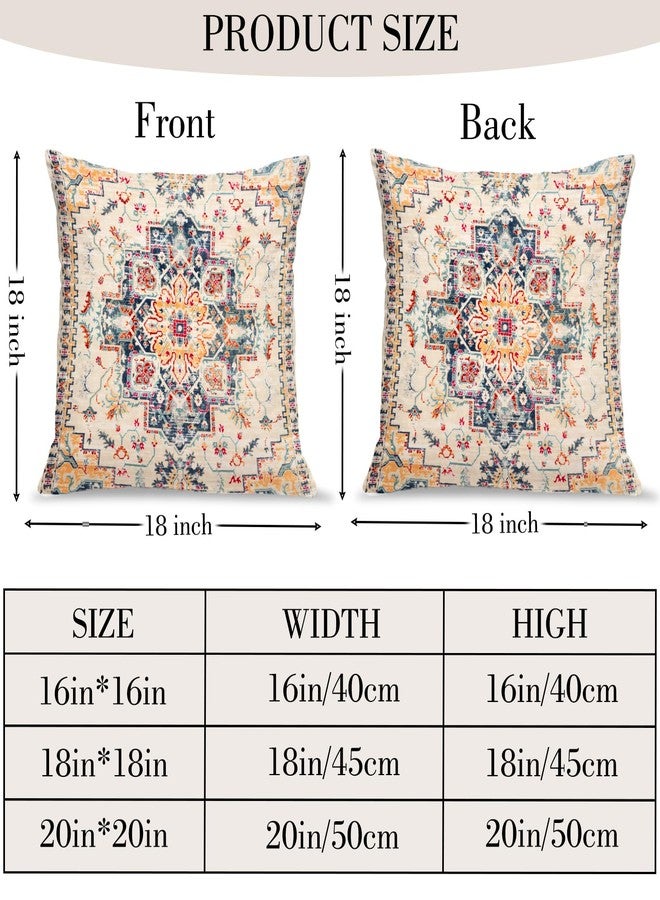 BUAEL Boho Throw Pillow Covers 18x18 inch Set of 2,Bohemian Vintage Carpet Pattern Antique Ethnic Decor Double Sided Pattern Cushion Cover Soft Pillow Case Living Sofa Room Bed Square Pillow Cover - Image 2