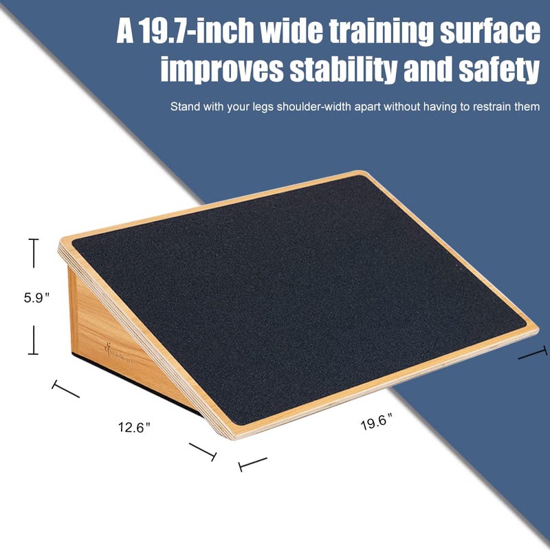 StrongTek StrongTek Slant Board for Squats & Knee Training, Heavy-Duty Incline Board with Non-Slip Surface, Fixed 25° Wooden Stretch Board, 1000 Lbs Capacity - Image 2