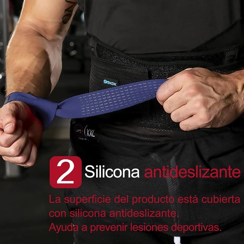 Cyber Lifting Straps Deadlift Gym Wrist Straps Weightlifting with Neoprene Cushioned Wrist Padded and Anti-Skid Silicone - for Weightlifting, Bodybuilding - Blue - Image 5