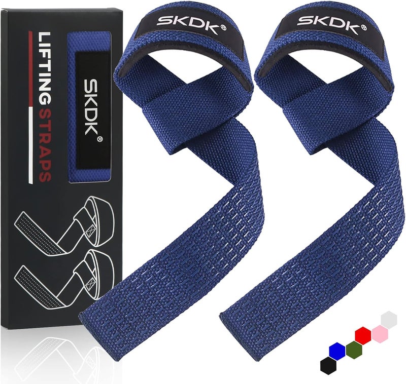 Cyber Lifting Straps Deadlift Gym Wrist Straps Weightlifting with Neoprene Cushioned Wrist Padded and Anti-Skid Silicone - for Weightlifting, Bodybuilding - Blue - Image 1