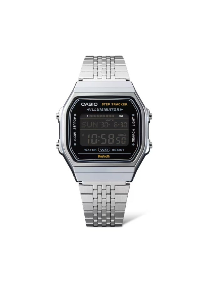 Casio ABL-100WE-1BDF Digital Watch for Men – Black Dial, Silver Stainless Steel Band, LED Light, Water Resistant - Image 3