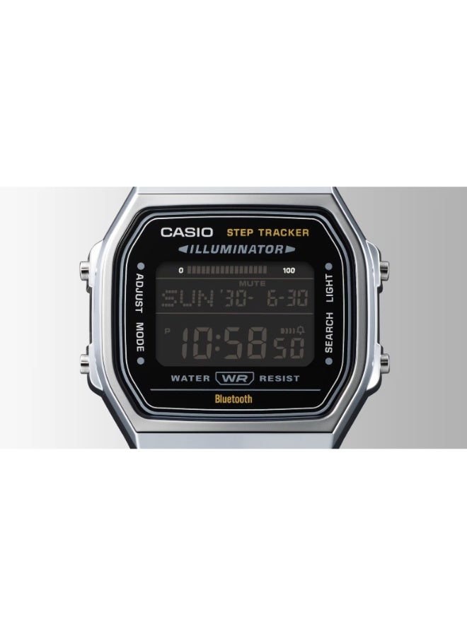 Casio ABL-100WE-1BDF Digital Watch for Men – Black Dial, Silver Stainless Steel Band, LED Light, Water Resistant - Image 2
