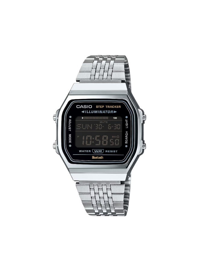 Casio ABL-100WE-1BDF Digital Watch for Men – Black Dial, Silver Stainless Steel Band, LED Light, Water Resistant - Image 1