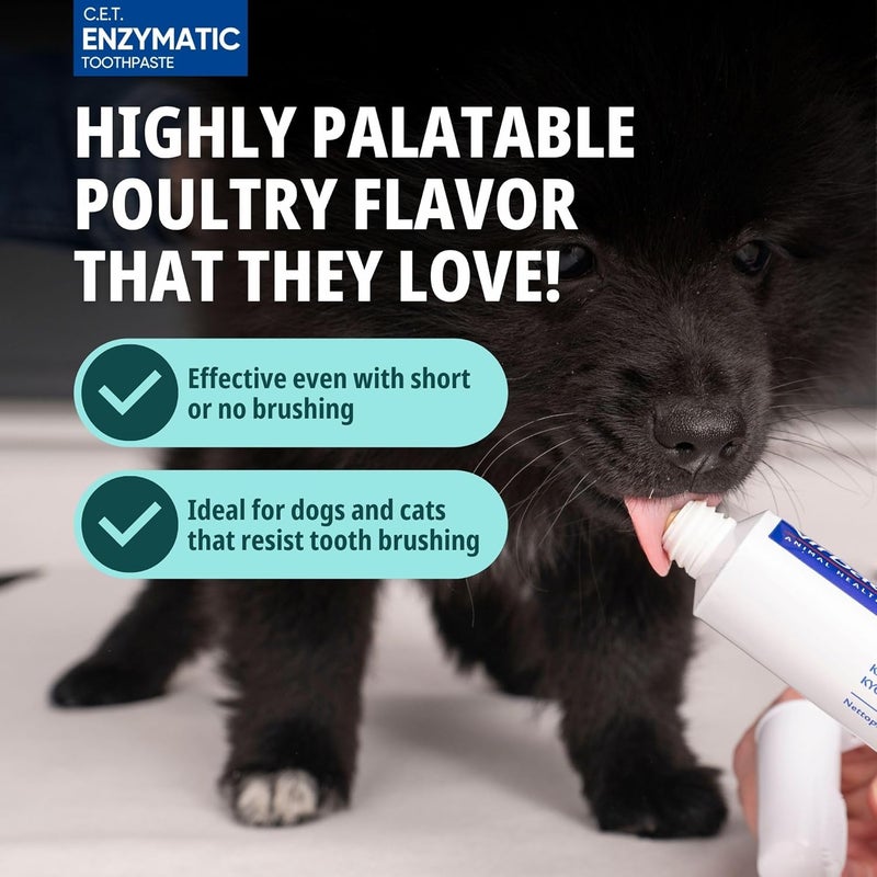 Virbac C.E.T. Oral Hygiene Kit for Cats and Dogs | 3 Piece Set with Dual Ended Toothbrush, Fingerbrush, and Poultry Flavor 2.5 oz tube of Toothpaste | Remove Plaque & Tartar Buildup - Image 3