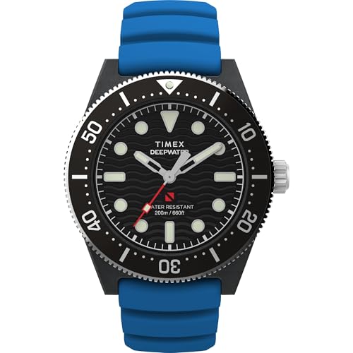 TIMEX Deep Water Reef Analog Watch for Man with Black Round Dial & Blue Synthetic Strap Band Water Resistant Men's Wrist Watches - TW2Y02500UJ - Image 1