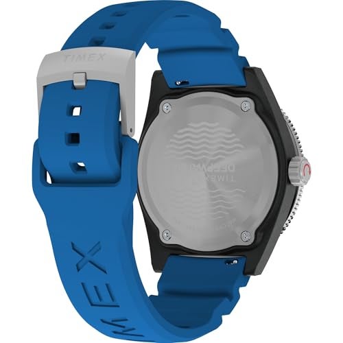 TIMEX Deep Water Reef Analog Watch for Man with Black Round Dial & Blue Synthetic Strap Band Water Resistant Men's Wrist Watches - TW2Y02500UJ - Image 5