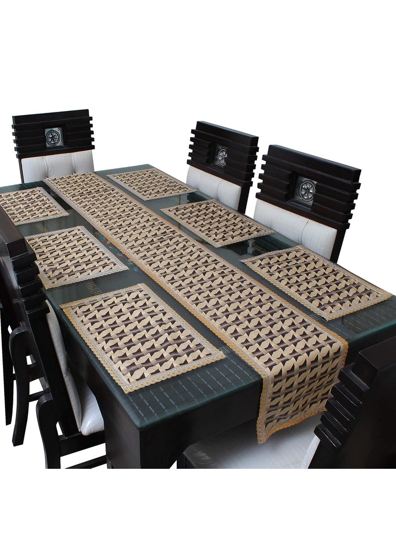 Lithara Lithara Waterproof Table Runner with Mats for Dining Table Size Mats 17 x 11 Inches Table Runner 84 x 11 Inches 6 Pieces Placemats 1 Table Runner Multicolor SA06  - Image 1