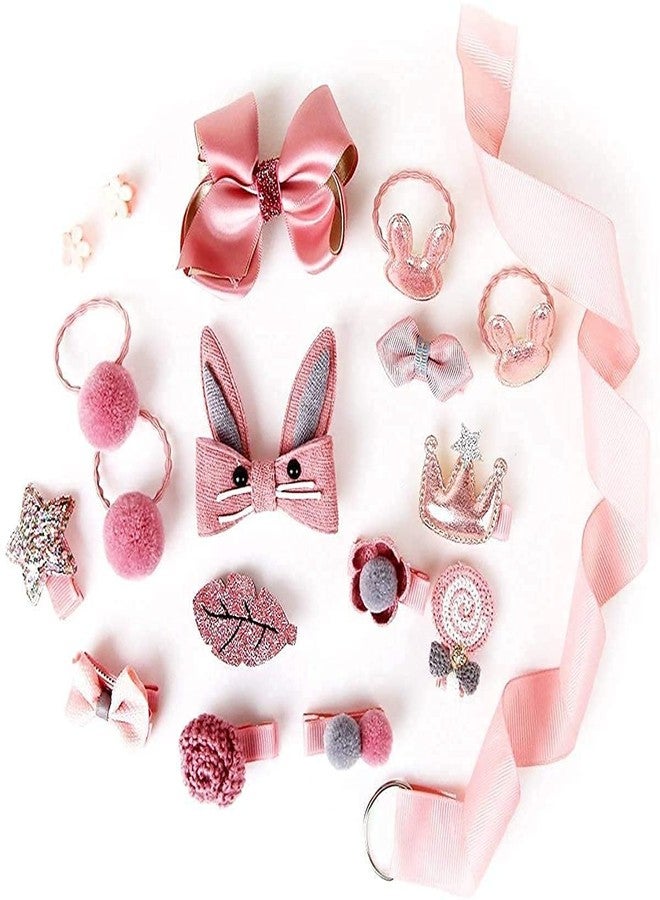 Dezva Baby Band for Girls - 18Pcs Hair Clips, Hair Bows, Elastic Hair Ties, Full Covered Hairpins, Ribbon Headwear Set for Baby Girls, Toddlers, Kids & Teens, Assorted Princess Styles - Image 1