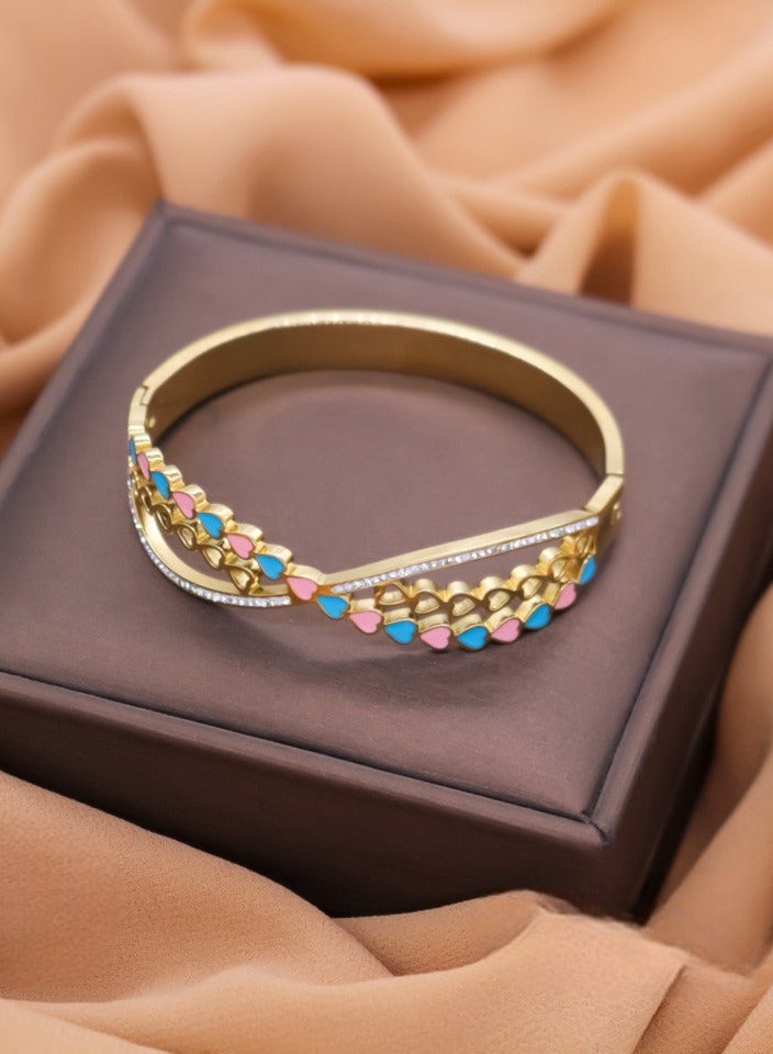 jewelry Multicoloured Gemstone Bangle Bracelet, stainless steel