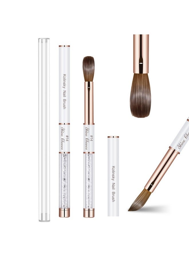 Shine Chance Acrylic Nail Brush Size 14, 100% Real Kolinsky Art Nail Brush For Acrylic Powder Application, Handmade Women Manicure Nail Extension Tool For Professional Diy Home Salon And Beginners - Image 1