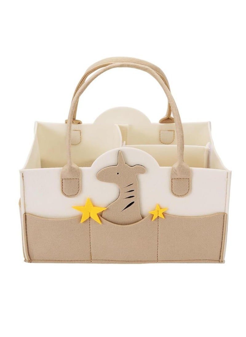 Gonice Baby Diaper Caddy, Portable Nursery Organizer and Storage, Car Diaper Caddy with Divider Design, Cute Giraffe Baby Diaper Caddy Organizer, Collapsible Baby Basket, for Diapers and Baby Wipe  - Image 1