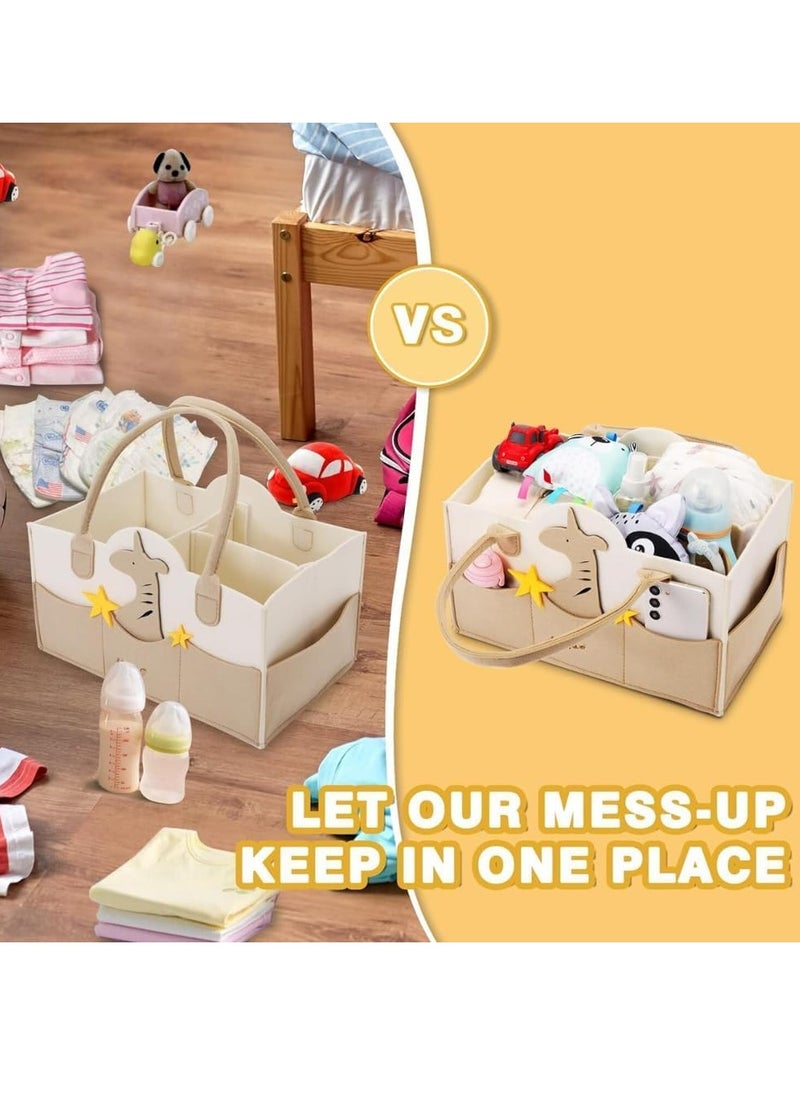 Gonice Baby Diaper Caddy, Portable Nursery Organizer and Storage, Car Diaper Caddy with Divider Design, Cute Giraffe Baby Diaper Caddy Organizer, Collapsible Baby Basket, for Diapers and Baby Wipe  - Image 2