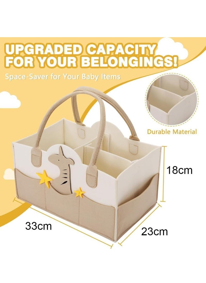 Gonice Baby Diaper Caddy, Portable Nursery Organizer and Storage, Car Diaper Caddy with Divider Design, Cute Giraffe Baby Diaper Caddy Organizer, Collapsible Baby Basket, for Diapers and Baby Wipe  - Image 5