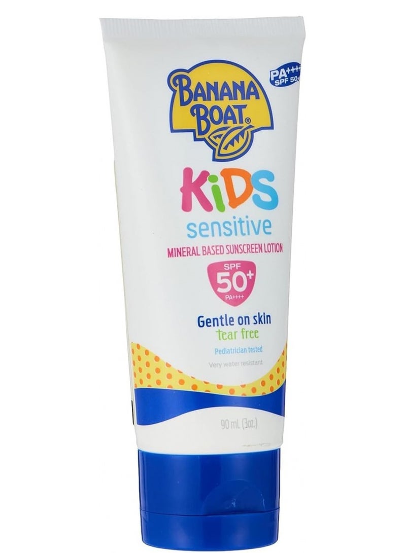 BANANA BOAT Banana Boat Kids Sensitive Tear - Free Mineral Based Sunscreen Lotion SPF 50+ PA++++ 90ml - Image 1
