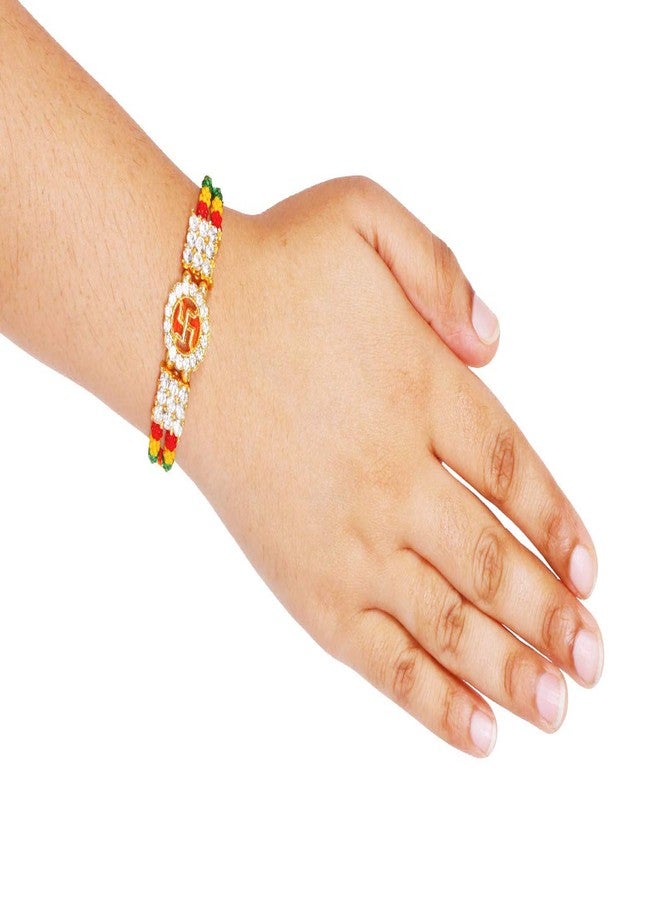 SUNINOW RAKSHBANDHAN SPECIAL RAKHI COMBO PACK OF 2 DESIGNER SHREE AND SWASTIK SET RAKHI FOR BROTHER WITH ROLI FOR TILAK CEREMONY RAKHI COMBO | RAKHI FOR BROTHER | RAKHI GIFT | RAKHI FOR BHABHI | RAKHI FOR BROTHER RAKSHA BANDHAN BRACELET | RAKHI SET - Image 4