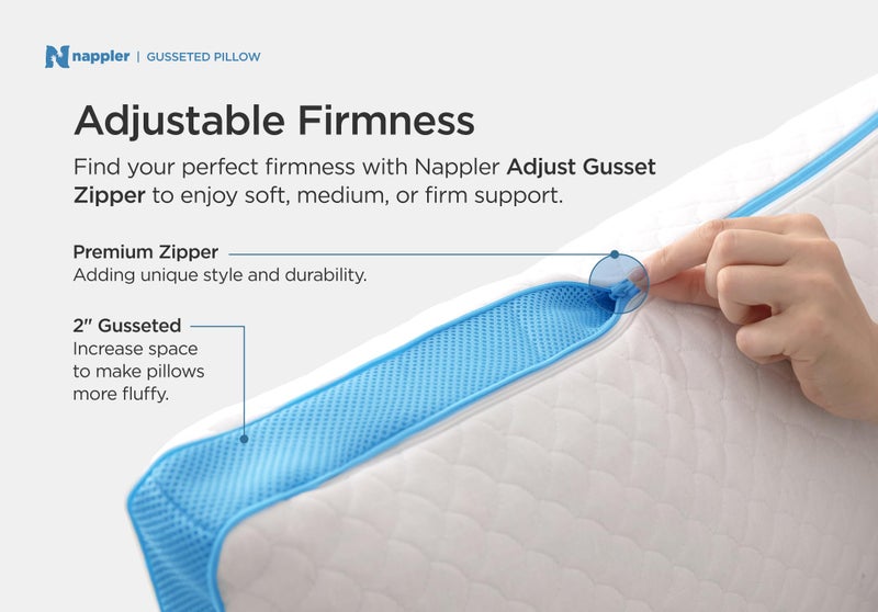Nappler Side and Back Sleeper Pillow for Neck and Shoulder Pain Relief - Shredded Memory Foam Bed Pillow for Sleeping - 100% Adjustable Fill - Queen Size - Modal Washable Case. Extra Fill Included - Image 3