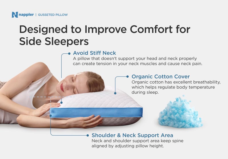 Nappler Side and Back Sleeper Pillow for Neck and Shoulder Pain Relief - Shredded Memory Foam Bed Pillow for Sleeping - 100% Adjustable Fill - Queen Size - Modal Washable Case. Extra Fill Included - Image 4