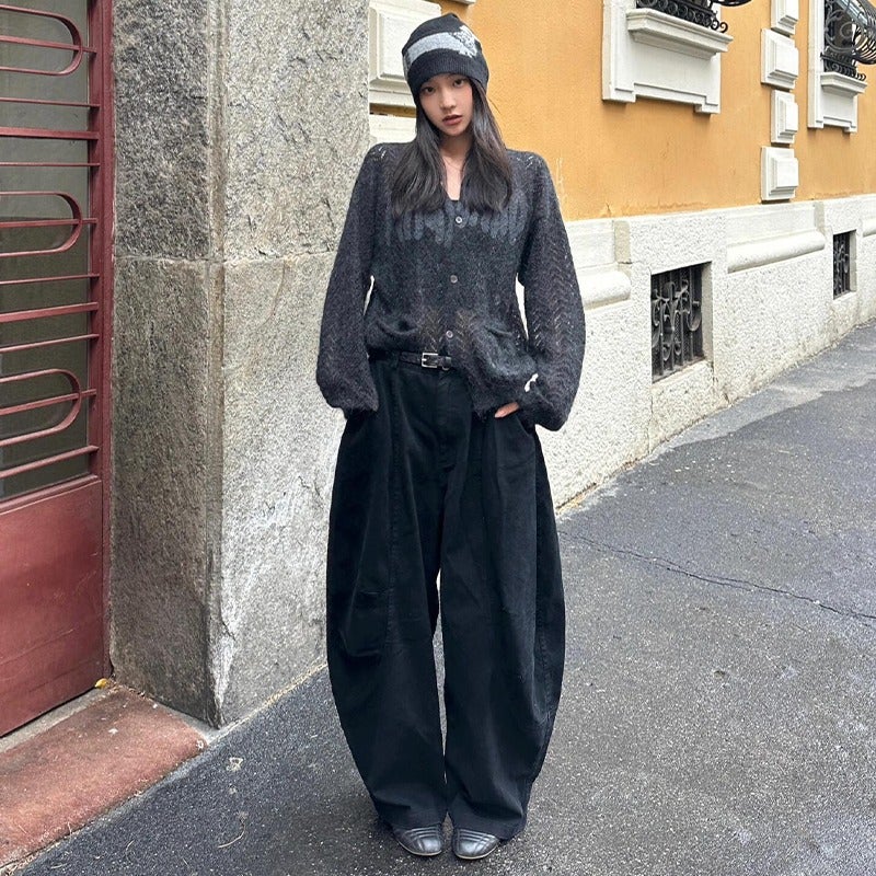 بنطلون طويل عتيق للنساء، بنطلون واسع الساق مستقيم غير مكتمل، بأسلوب الرجال، تصميم، فضفاض أمريكي أخضر - Image 1