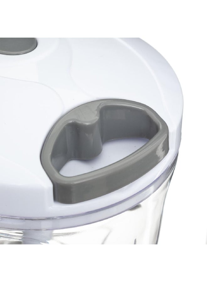 Five Simply Smart Durable Plastic Manual Mincer Chopper White and Clear 12.5 x 14 x 12.5 cm 146428 - Image 2