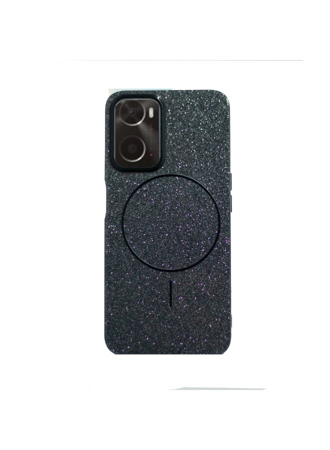 Compatible with Back Oppo A96 Back Case Crystal Simple Glitter Compatible with Magsafe For  - (Black)