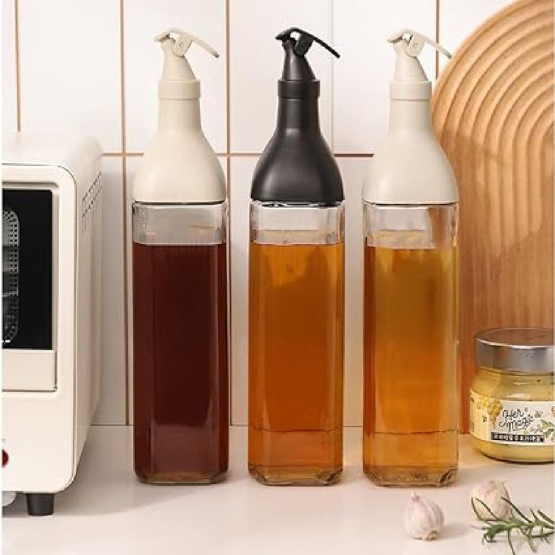 Krivety Oil Dispenser Bottle 500ml 17oz Olive Oil For Kitchen NoDrip Glass Cooking Oil DispenserVinegar Cruet Soy Sauce Dispenser SpoutWide OpeningEasy Refill And Cleaning YELLOW SQUARE - Image 2