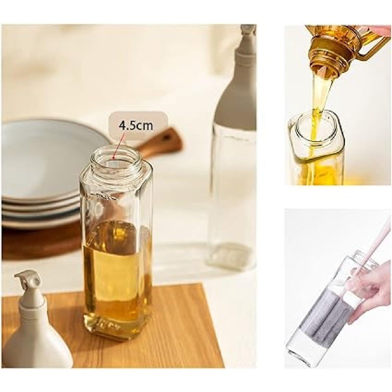 Krivety Oil Dispenser Bottle 500ml 17oz Olive Oil For Kitchen NoDrip Glass Cooking Oil DispenserVinegar Cruet Soy Sauce Dispenser SpoutWide OpeningEasy Refill And Cleaning YELLOW SQUARE - Image 4