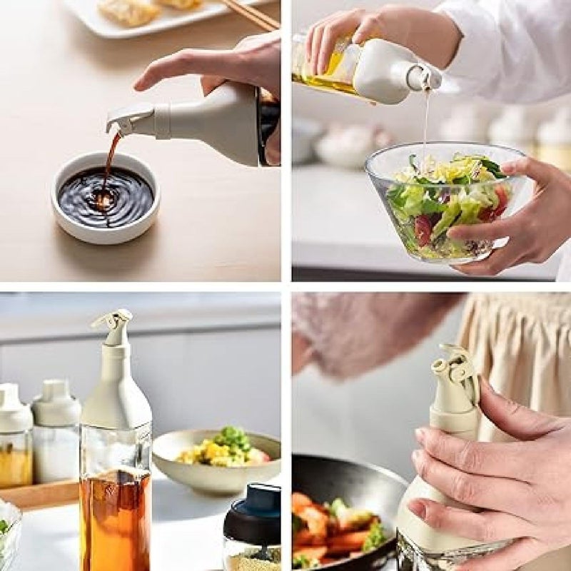 Krivety Oil Dispenser Bottle 500ml 17oz Olive Oil For Kitchen NoDrip Glass Cooking Oil DispenserVinegar Cruet Soy Sauce Dispenser SpoutWide OpeningEasy Refill And Cleaning YELLOW SQUARE - Image 3