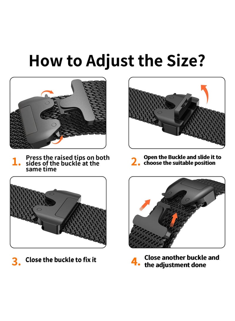 RTYY حلقة ميلانو شبكية متوافقة مع أساور Apple Watch المعدنية Ultra 2 مقاس 49 مم و46 مم من السلسلة 10، حلقة شبكية من الفولاذ المقاوم للصدأ بنسبة 1:1 مع مشبك معدني على شكل مظلة لساعة Apple Watch Series 7 8 9 45 مم وSeries 6 5 4 44 مم، 3/2/1 مقاس 42 مم ومشبك على شكل مظلة لساعة iWatch Ultra 2 Series 10 9 8 7 6 SE 5 4 3 2 - Image 4