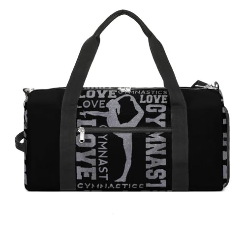 NELife Love Gymnastics Gymnast Sport Gym Duffle Travel Bag with Shoe CompartmentWet Pocket for Men and Women - Image 1