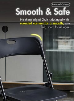 DBLEW Foldable Study Chair Portable Folding Stool Bench Collapsible Chair For Desk or Table with Metal Frame and Plastic Seat and Backrest Compact Lightweight Design Glossy Black for Home Bedroom Living Room, Balcony, Office, Laptop, Computer, School Classroom Student Study, Dining, Outdoor Picnics, Fishing, Camping, Hiking, Conference Rooms & Events Available in Set of 1 to 8  - Image 4