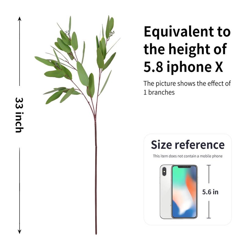 Melorca&Guilla Artificial Plants,3PCS 33" Faux Eucalyptus Stems Green Faux Branches for Vase,Fake Eucalyptus Artificial Eucalyptus Decor for Shop Garden Office Home DÃ©cor (3, Eucalyptus) - Image 2