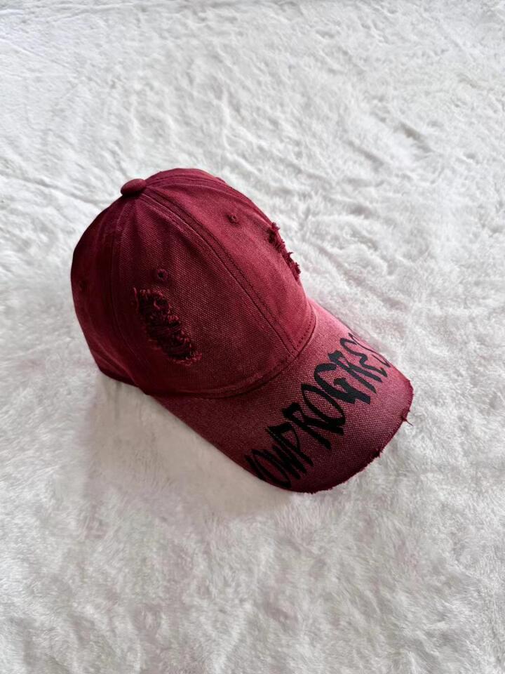 Baseball Cap Men Women Trendy Letter Distressed Brim Casual Summer Minimalist Hat - Image 3