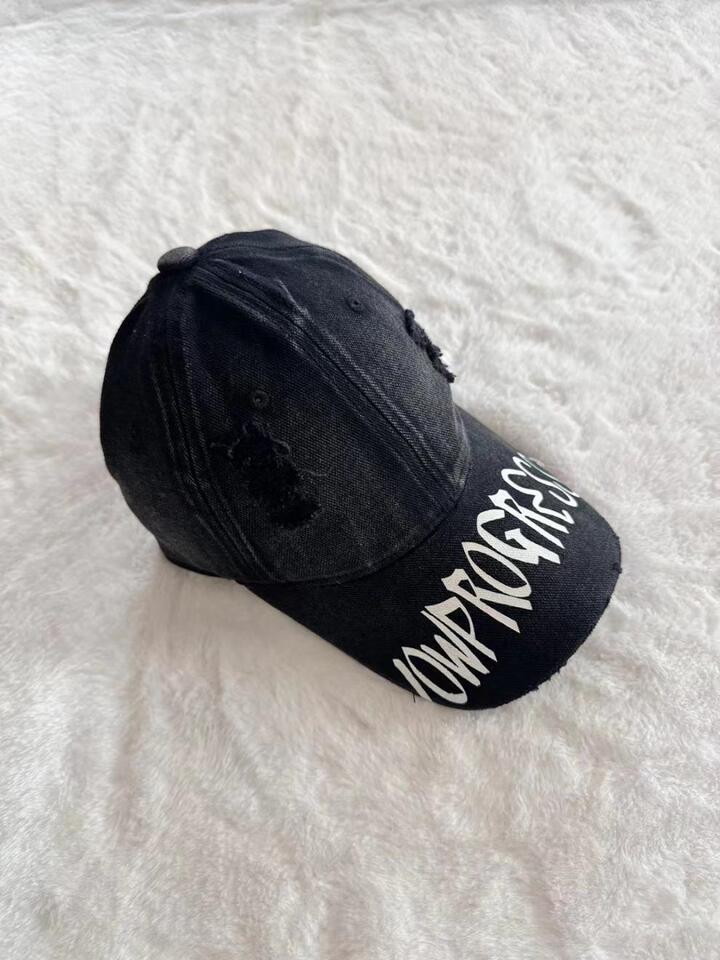 Baseball Cap Men Women Trendy Letter Distressed Brim Casual Summer Minimalist Hat - Image 4