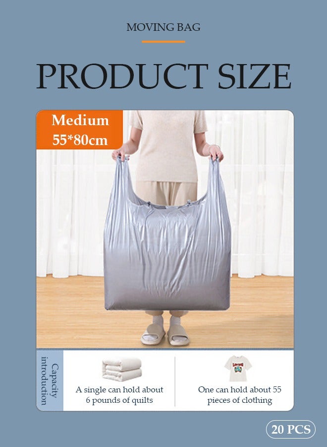 DUNISO 20pcs Plastic Storage Bag Set,Packing Bag with Extra Large Capacity,Moving Doggy Bags with Portable Handle Clothing Merchandise Bags for Clothes Packaging Storage Gift Bag Shipping T-Shirts Pants(55x80cm) - Image 2