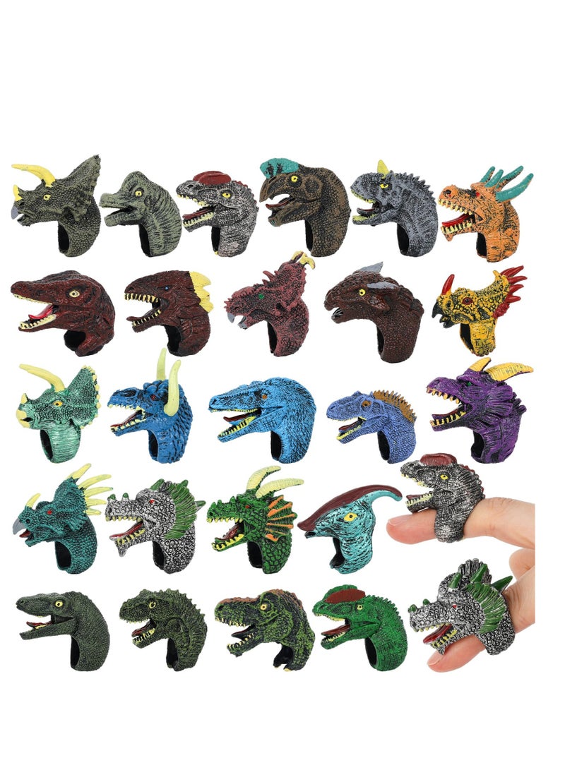 SOLARAE Dinosaur Finger Puppets for Kids 24PCS Realistic Dinosaur Figures Toys Dino Finger Toys for Birthday Goodie Bag Stuffers Party Favors Classroom Prize Supplies - Image 1