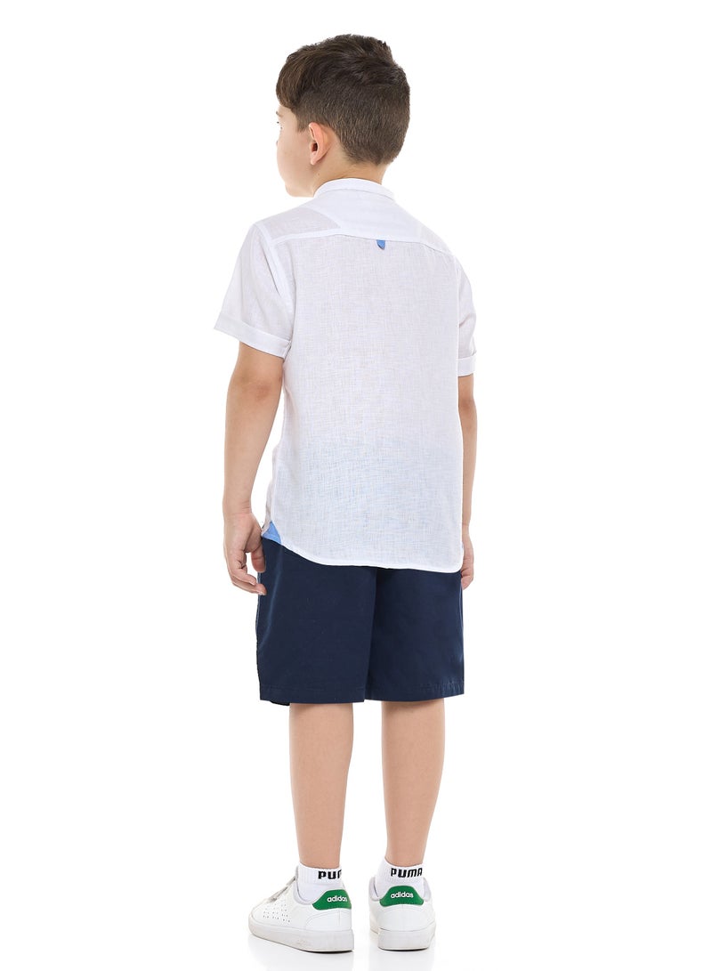 فكتور اند جين طقم قميص وشورت بأكمام قصيرة وياقة ماندرين من فيكتور وجين - Image 2