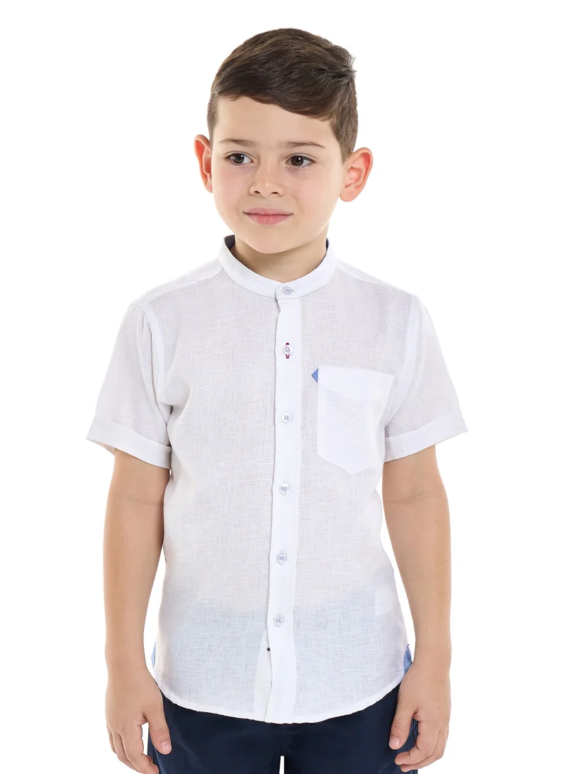 victor and jane Victor and Jane Solid Short Sleeve Mandarin Collar Shirt & Shorts Set