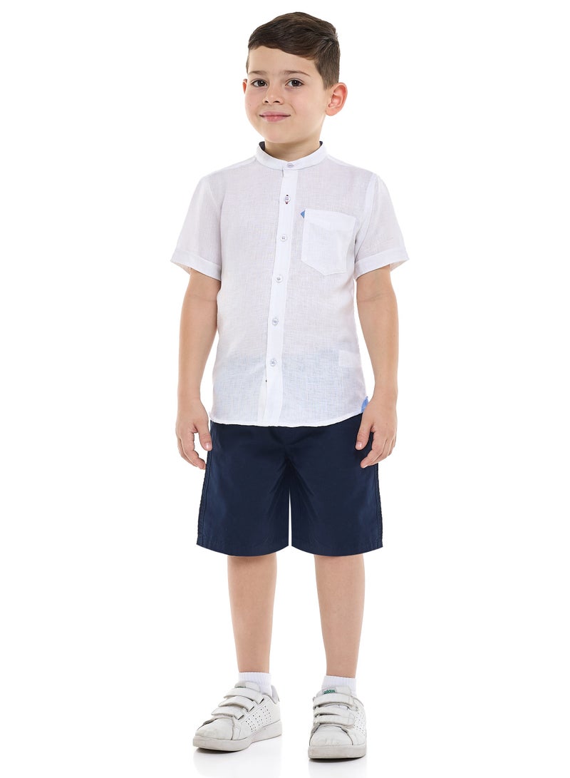 فكتور اند جين طقم قميص وشورت بأكمام قصيرة وياقة ماندرين من فيكتور وجين - Image 5