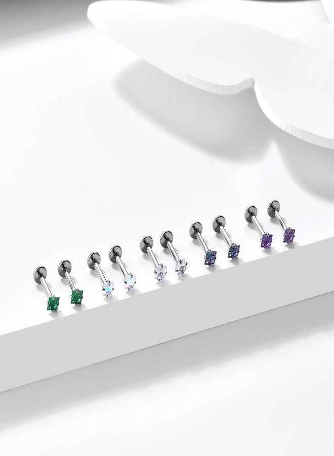 ENONTY 1 Pair 16G G23 Titanium Push in Labret Monroe Stud Threadless Lip Nose Stud Cartilage Medusa Conch Helix Lobe Tragus Earrings (16g/3mm-AB) - Image 3