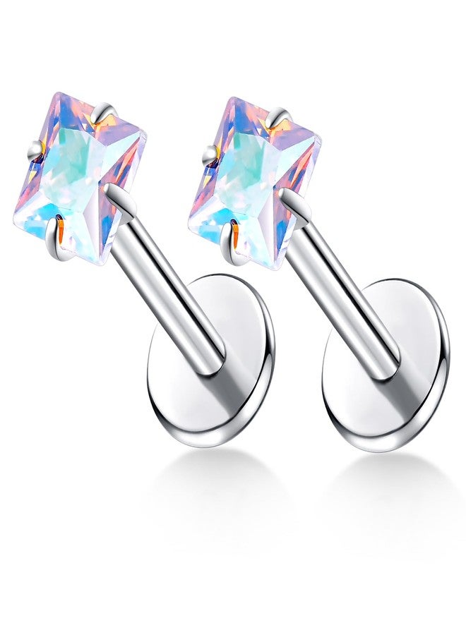 ENONTY 1 Pair 16G G23 Titanium Push in Labret Monroe Stud Threadless Lip Nose Stud Cartilage Medusa Conch Helix Lobe Tragus Earrings (16g/3mm-AB) - Image 1